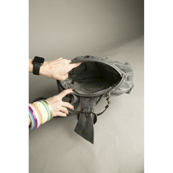 Rivage Vintage Handbag Gray Faux Leather Satchel Bag Shoulder Strap Crossbody - Picture 4 of 11